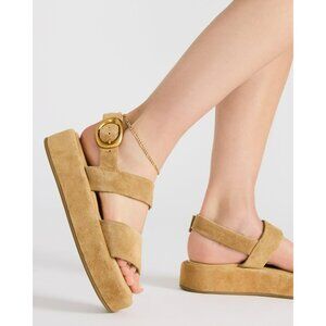 Steve Madden Baroni Sandals Sand Suede Leather Size 8 M Chunky Platform